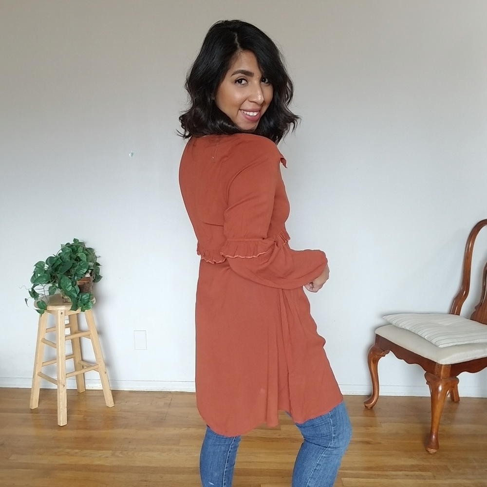 ✨️LAST ONE ✨️WALK THE WALK RUST ORANGE TUNIC DRESS - Picture 5 of 6